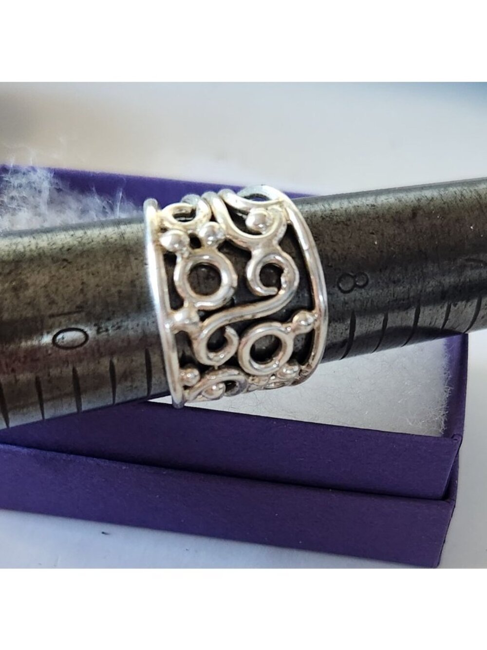 Ring Band Open Silver 20 mm wide Size 8 1/2 7.8 gr no Stone Jerry Fran Harr - Picture 3 of 12